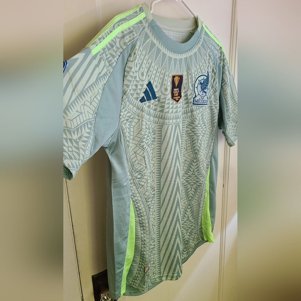 Adidas Mexico Green Patterned Soccer Jersey XL Slim Fit - Picture 4 of 16